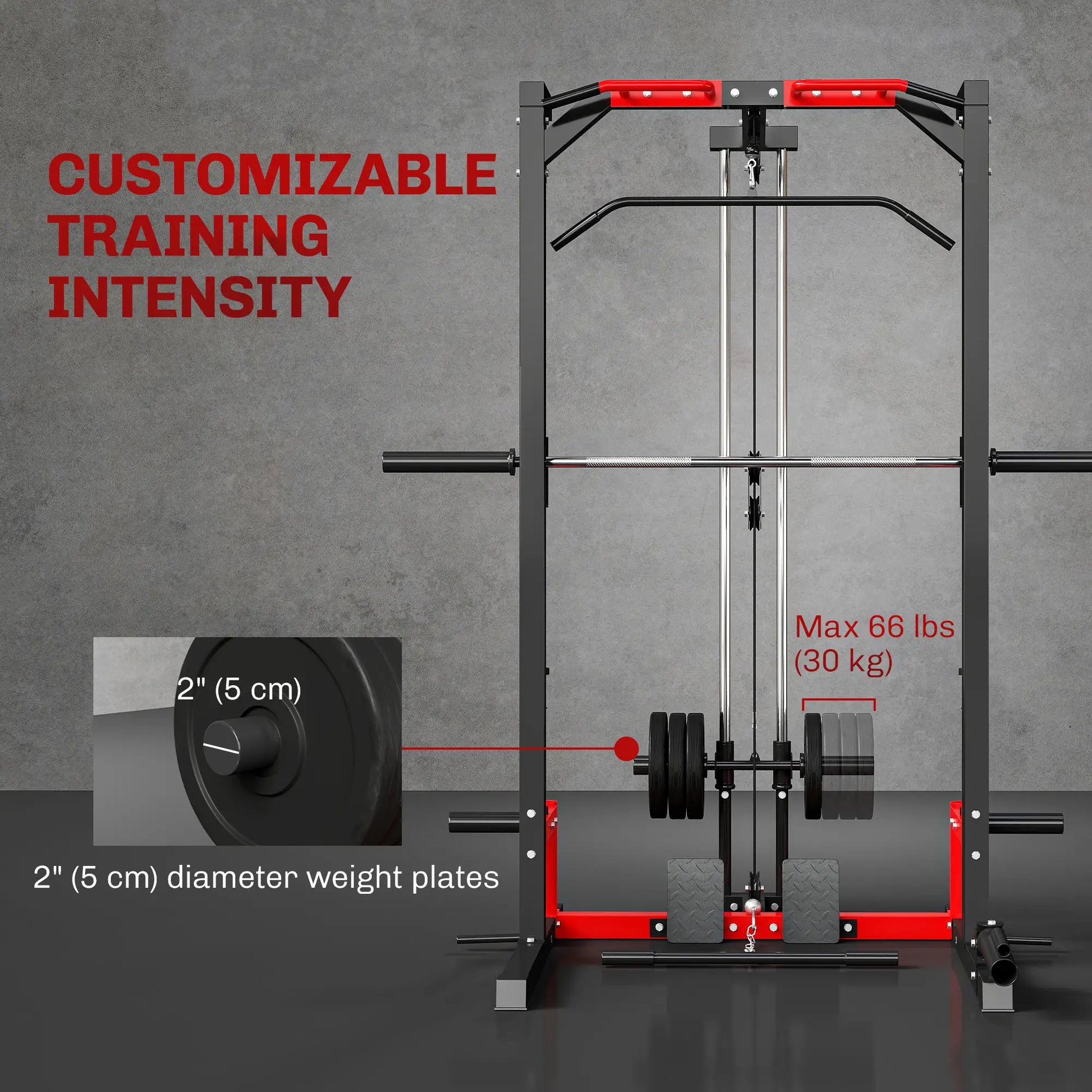 Smith Machine Power Rack with Pull Up Bar, Lat Pull Down, Landmine Power Towers at Gallery Canada