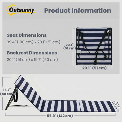 Foldable Lounge Chairs Set, Adjustable Backrest, Blue White Beach Accessories at Gallery Canada