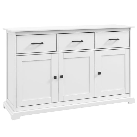 Buffet Cabinet Sideboard with 2 Storage Cabinets, 3 Drawers, Adjustable Shelves for Kitchen Entryway, White at Gallery Canada