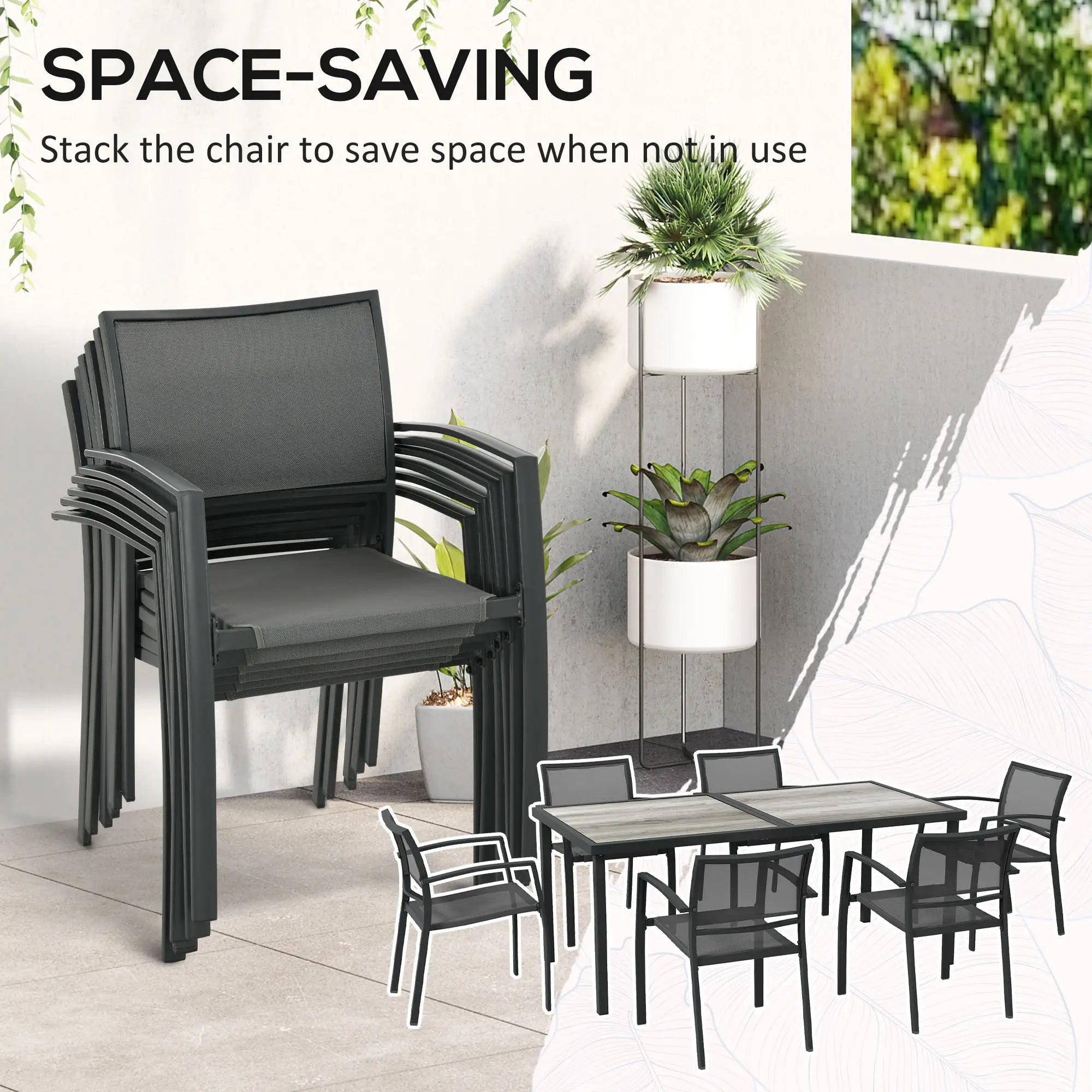 7-Piece Outdoor Dining Set, 6 Stackable Chairs, Plastic Top Table Outdoor Dining Sets at Gallery Canada