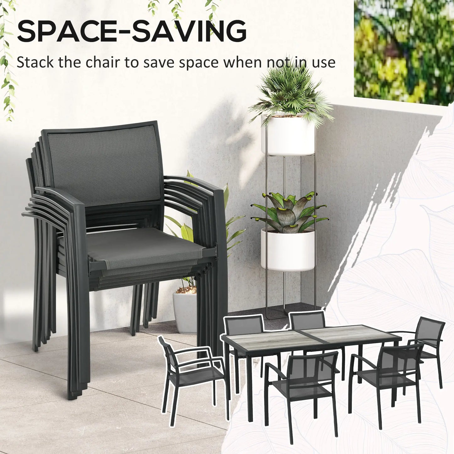 7-Piece Outdoor Dining Set, 6 Stackable Chairs, Plastic Top Table Outdoor Dining Sets at Gallery Canada