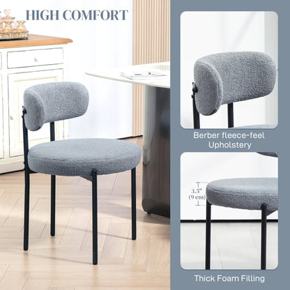 4 Pc Kitchen Chairs, Modern Dining, Berber Fleece Upholstery, Steel Legs, Grey Dining Chairs at Gallery Canada