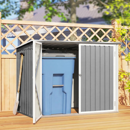 Outdoor Metal Storage Shed, Double Door With Vents, Light Grey Sheds at Gallery Canada