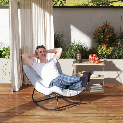 Oversized Rattan Egg Chair, Outdoor Rocking Chair with Cushion, Dark Grey Patio Chairs at Gallery Canada