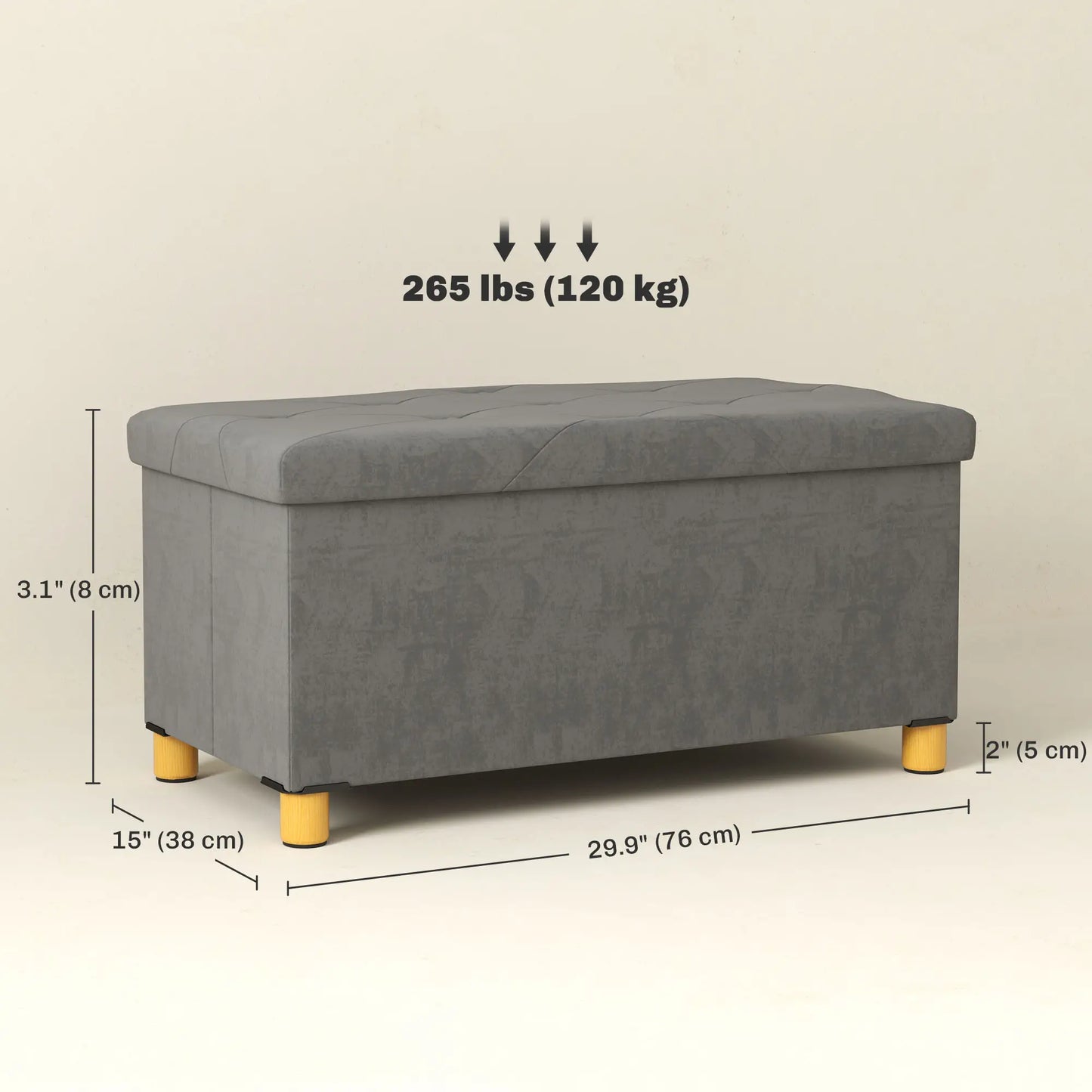 Storage Ottoman Bench, Velvet Upholstered Foldable Footrest, Wood Legs Storage Ottomans & Benches at Gallery Canada