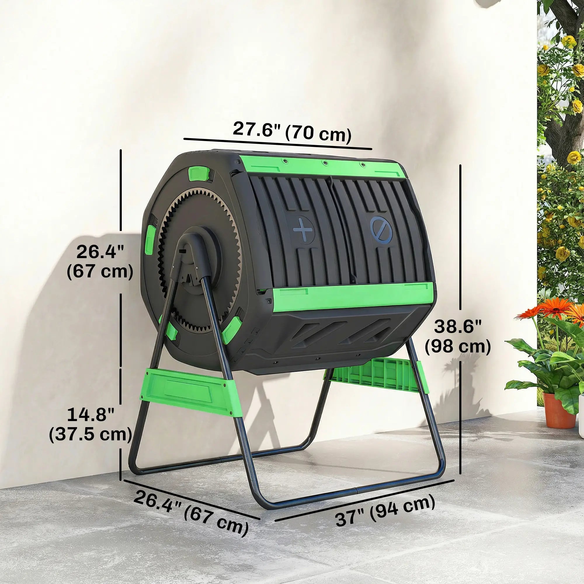 53 Gal Dual Chamber Tumbling Composter, Adjustable Vents, BPA Free, Green Garden Accessories at Gallery Canada