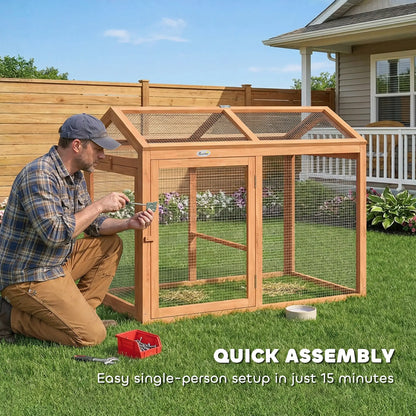 Wooden Chicken Run, Outdoor Coop With Perch, Dual Doors, Hen House Rabbit Hutch Chicken Coops at Gallery Canada