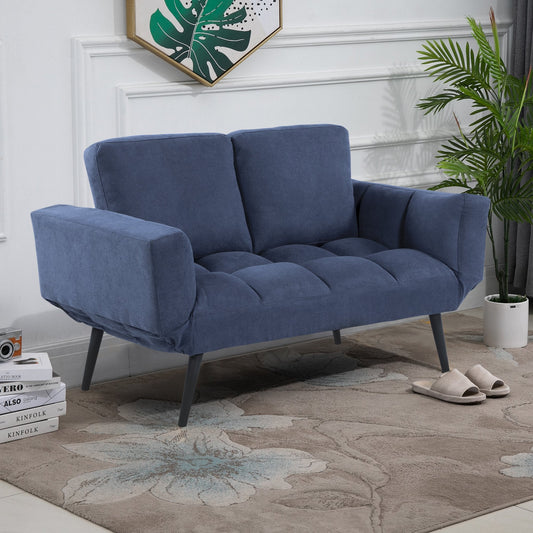 Convertible Sofa Bed Loveseat Velvet-touch Fabric Upholstered Sleeper Lounge Futon with Metal Legs - Gallery Canada