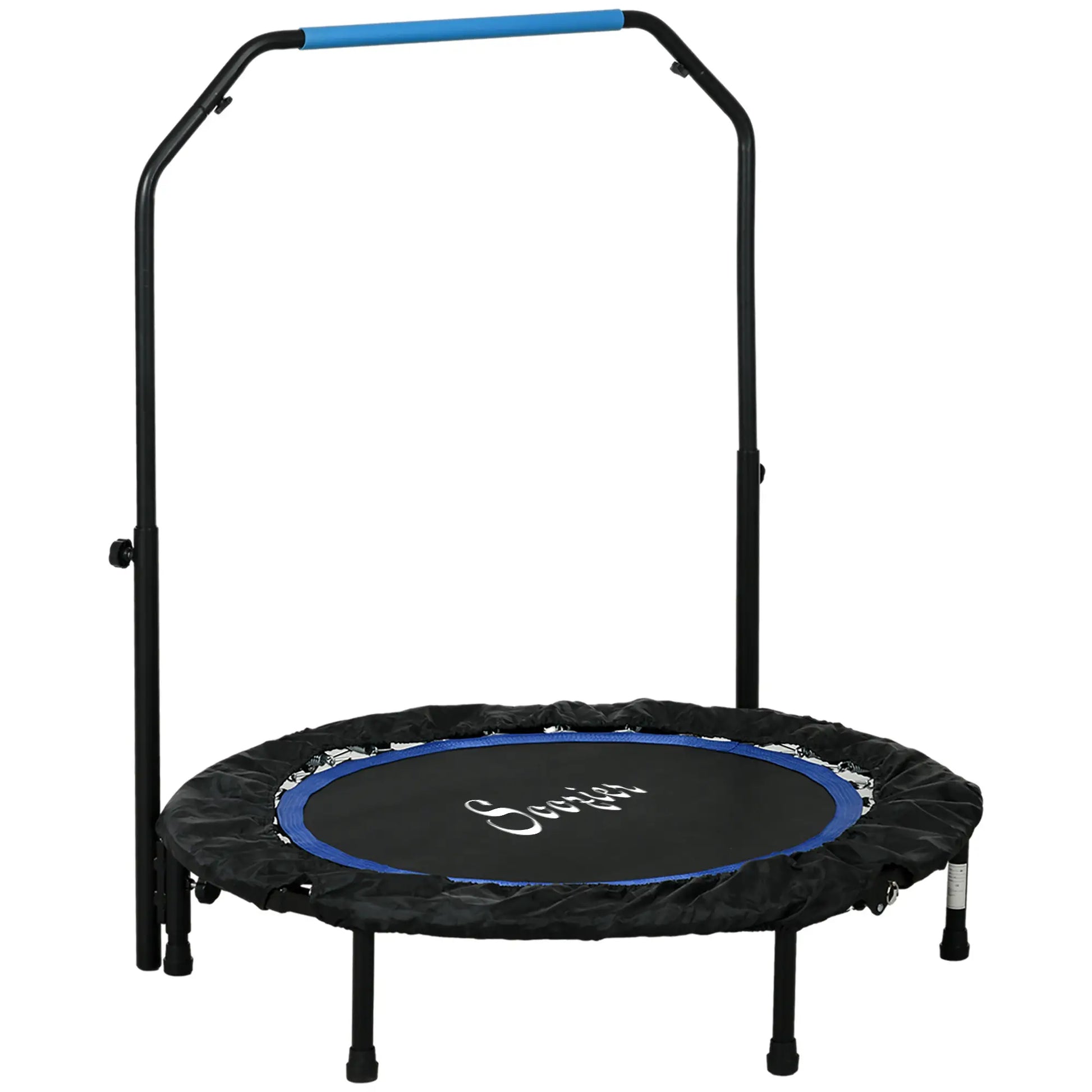 40" Foldable Mini Fitness Trampoline, Adjustable Foam Handle, Blue Trampolines at Gallery Canada