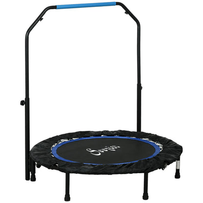 40" Foldable Mini Fitness Trampoline, Adjustable Foam Handle, Blue Trampolines at Gallery Canada