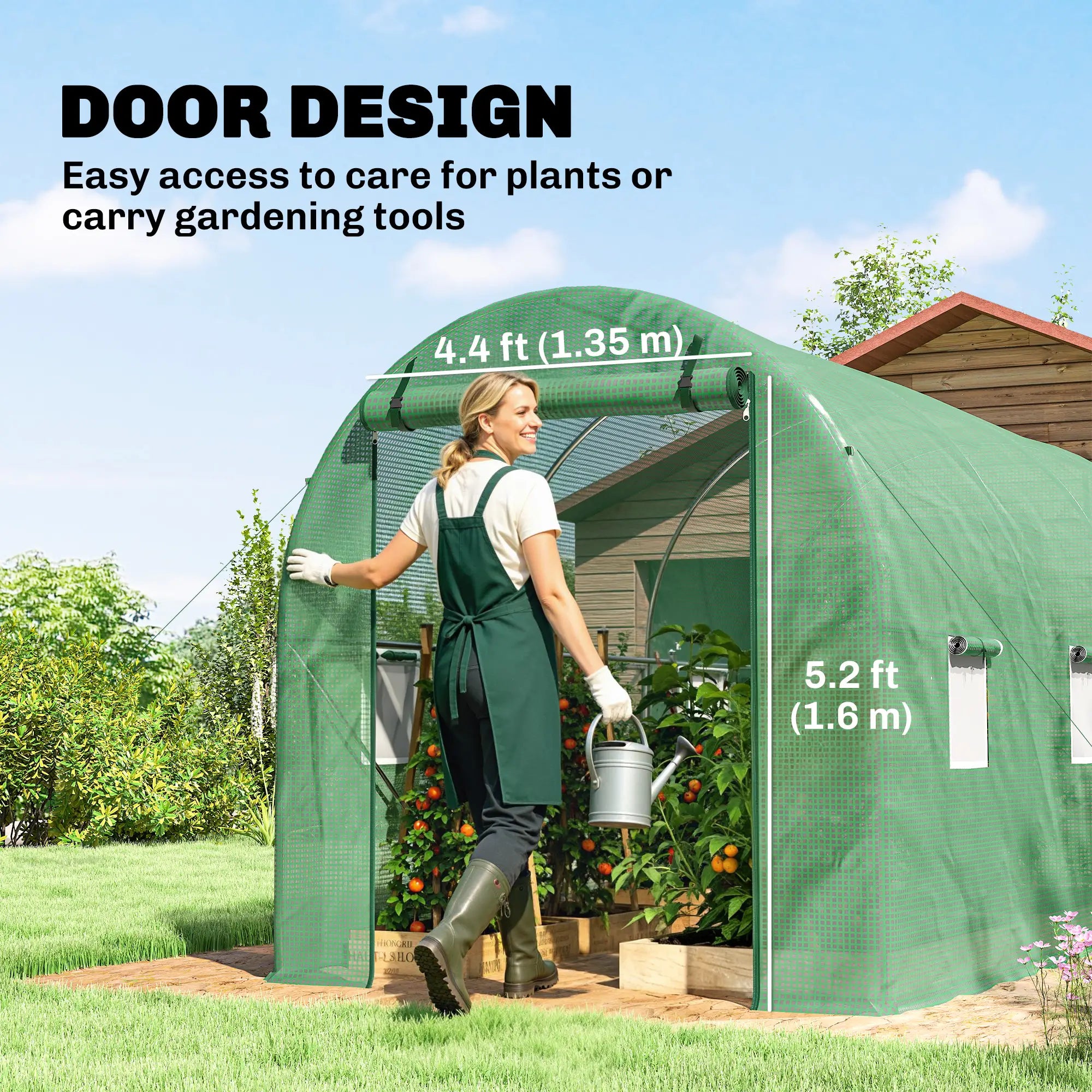 13' x 6' x 6' Walk-In Greenhouse, PE Cover, Green Walk In Greenhouses at Gallery Canada