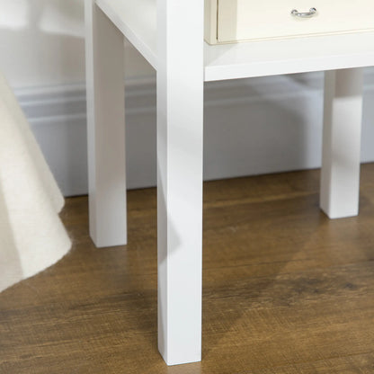 2 Tier Side Table, Set of 2, Narrow Tall End Table with Drawer, White Side Tables at Gallery Canada