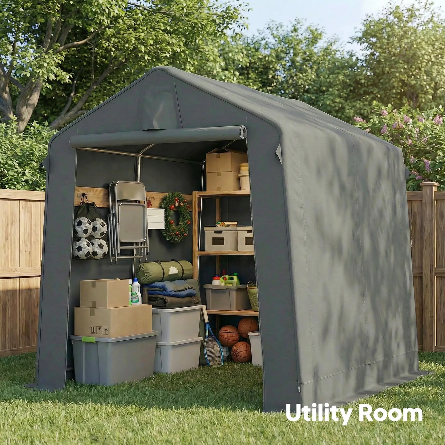 7.5' x 6.2' Portable Shed, Waterproof Bike Tent, Dark Grey Portable Shed at Gallery Canada