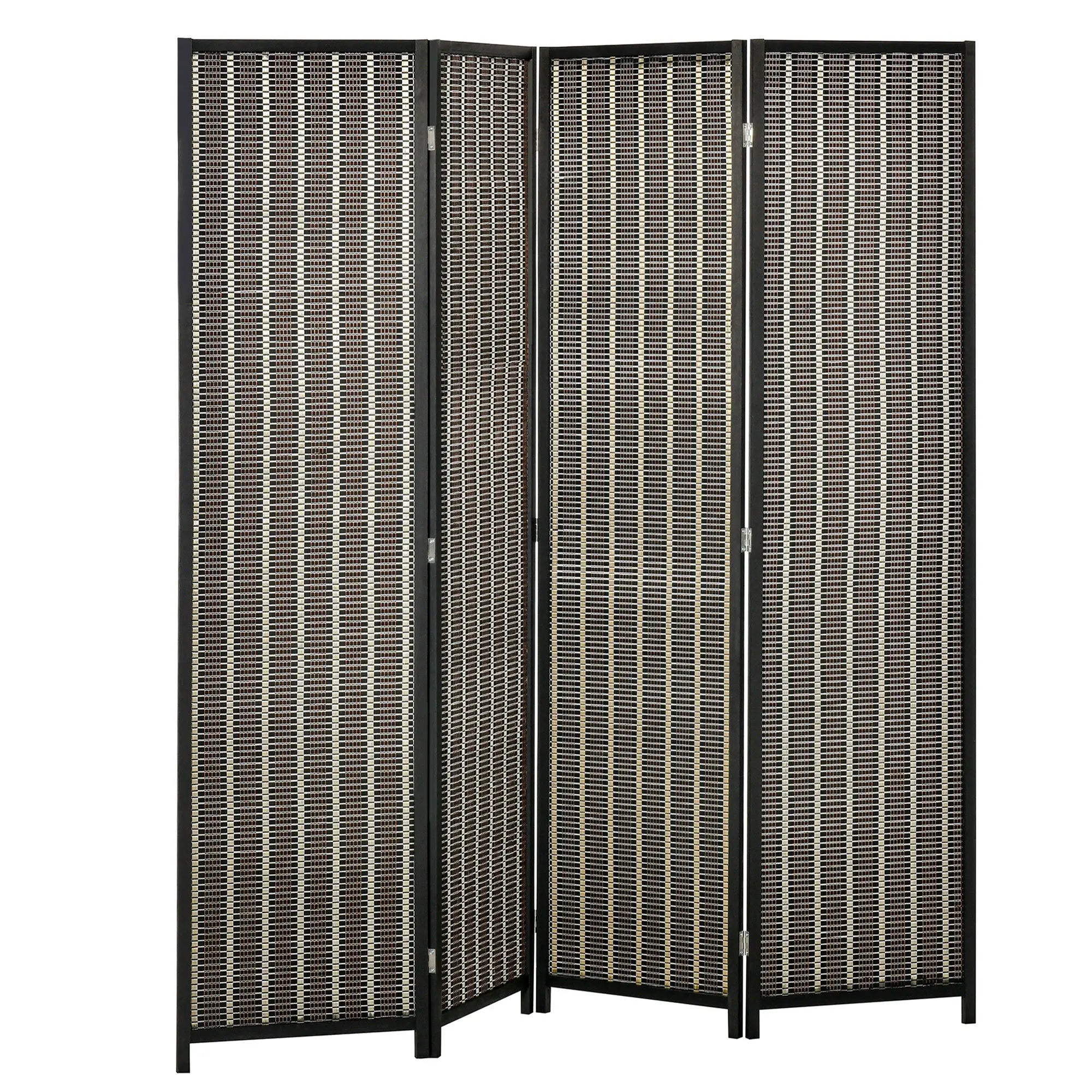 4 Panel Room Divider, 6 Ft Tall, Bamboo Hand-Woven, Brown Room Dividers at Gallery Canada