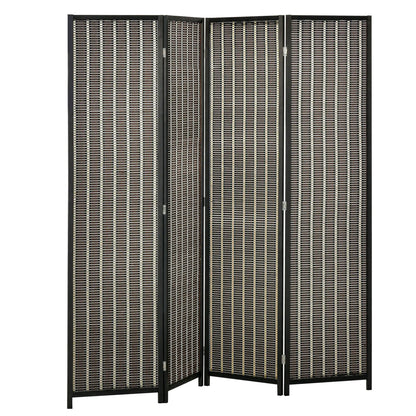4 Panel Room Divider, 6 Ft Tall, Bamboo Hand-Woven, Brown Room Dividers at Gallery Canada