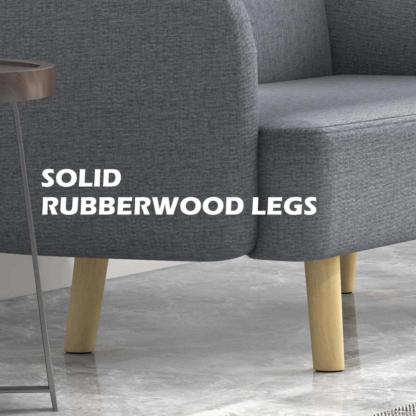 Velvet Fabric 2 Seater Sofa, Small Loveseat 8.3" Thick, Grey 2-Seater Sofas at Gallery Canada