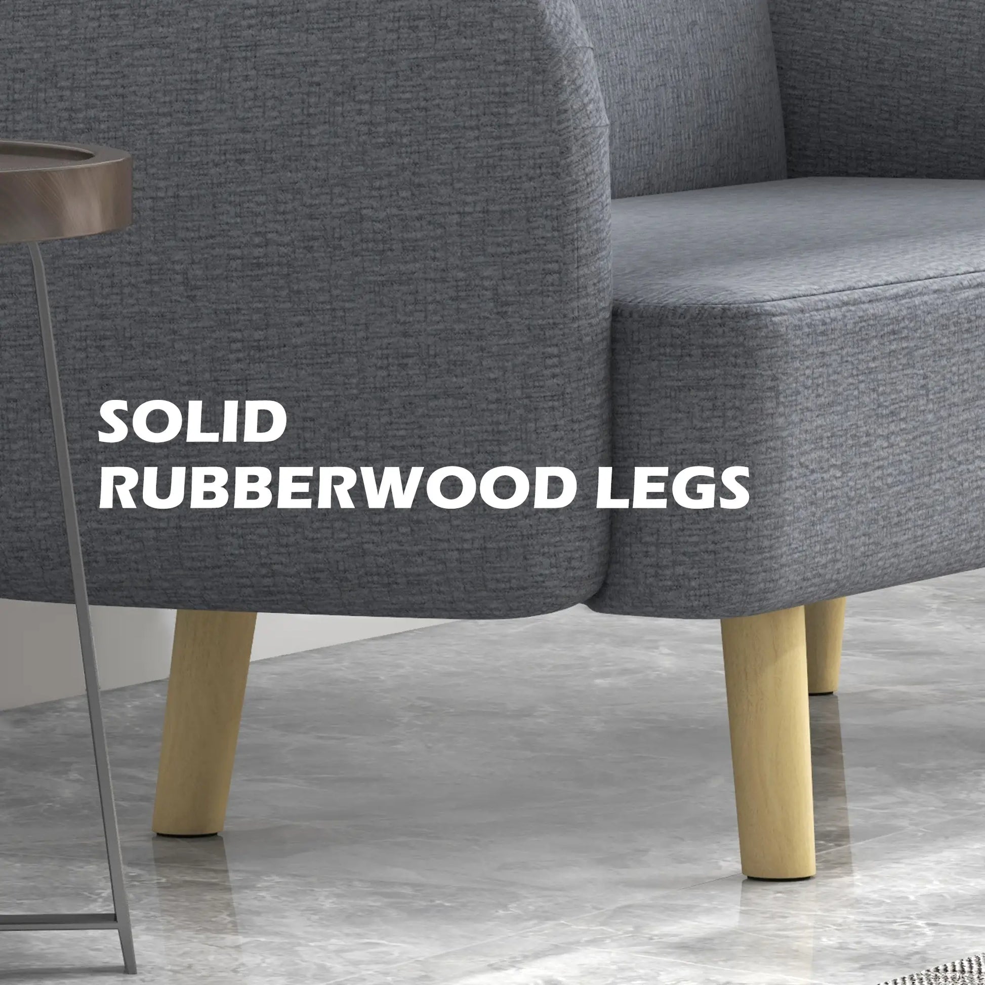 Velvet Fabric 2 Seater Sofa, Small Loveseat 8.3" Thick, Grey 2-Seater Sofas at Gallery Canada