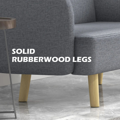 Velvet Fabric 2 Seater Sofa, Small Loveseat 8.3" Thick, Grey 2-Seater Sofas at Gallery Canada