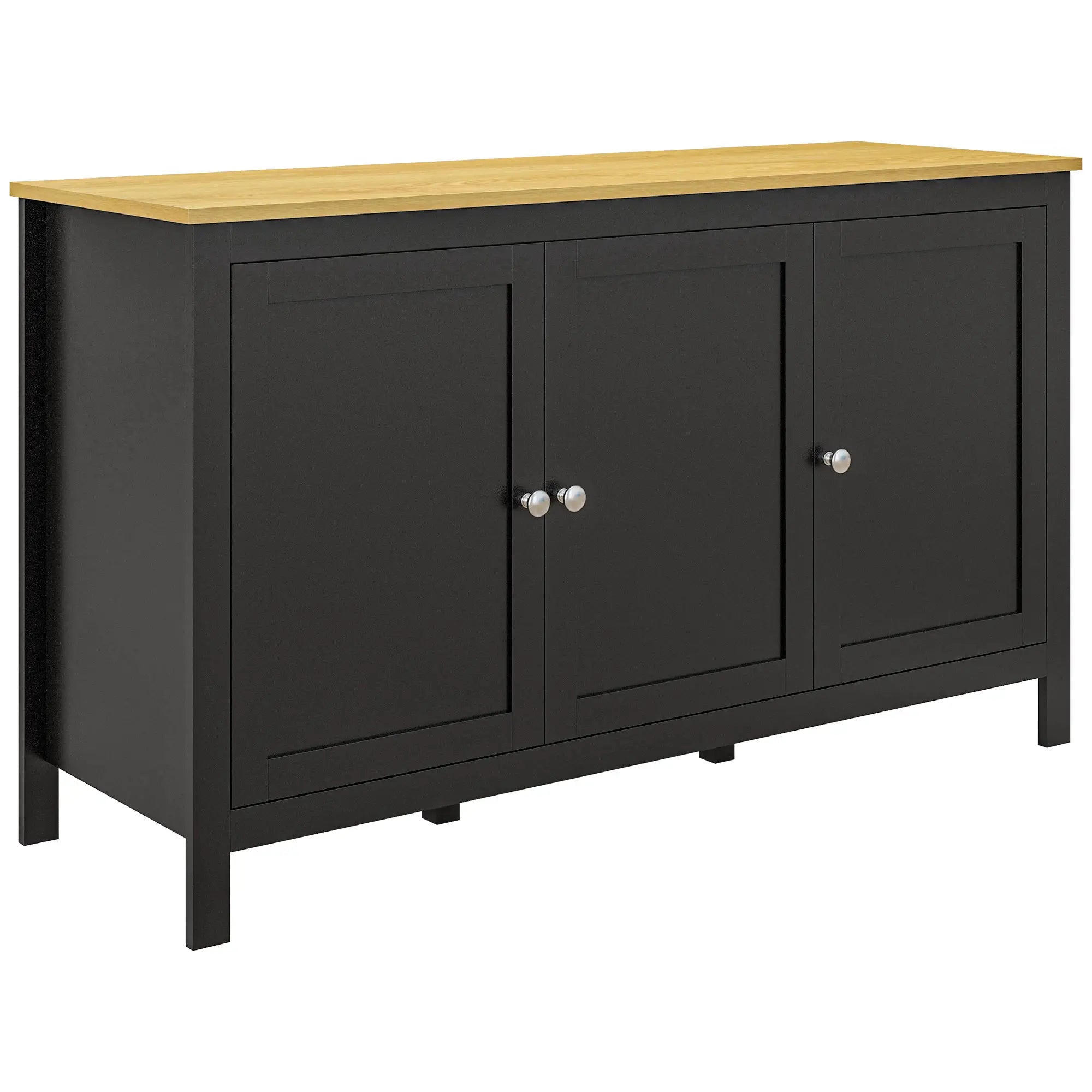 Sideboard, Buffet Cabinet with Doors, Adjustable Shelves, Natural, Black Kitchen Pantry Cabinets at Gallery Canada