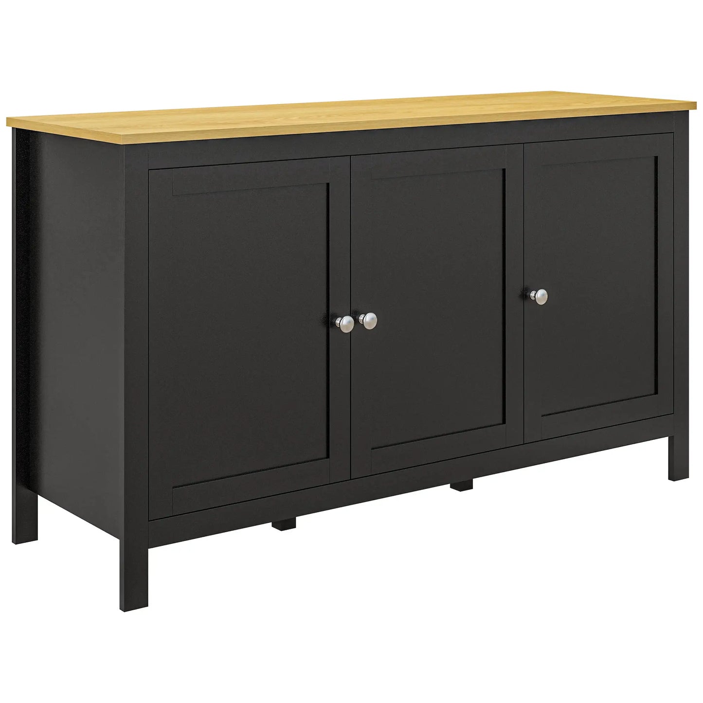 Sideboard, Buffet Cabinet with Doors, Adjustable Shelves, Natural, Black Kitchen Pantry Cabinets at Gallery Canada