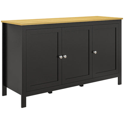 Sideboard, Buffet Cabinet with Doors, Adjustable Shelves, Natural, Black Kitchen Pantry Cabinets at Gallery Canada