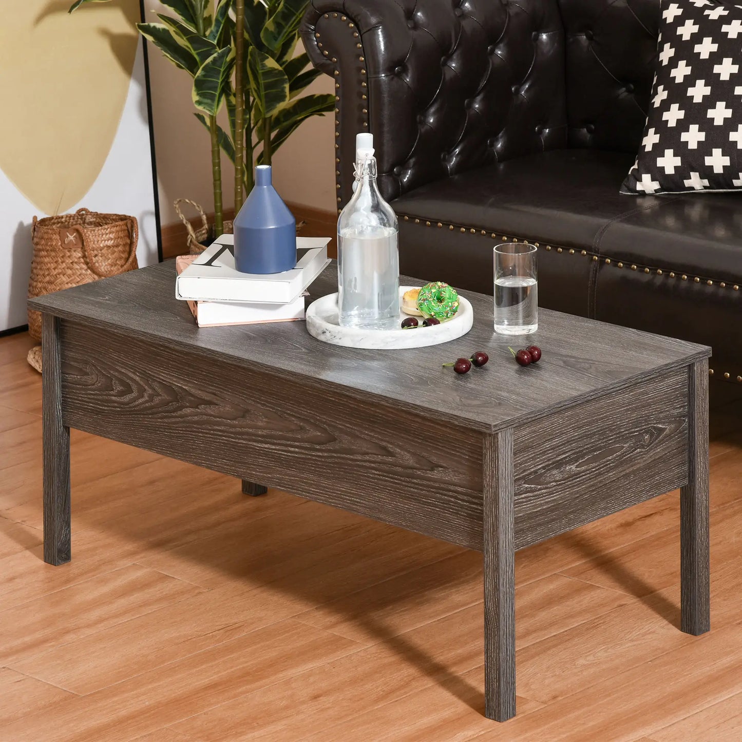 39" Lift Top Coffee Table, Hidden Storage, Living Room, Grey Coffee Tables at Gallery Canada