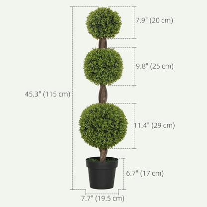 Artificial Ball Boxwood Topiary Trees, Set of 2, Indoor Outdoor Decor, Green Artificial Trees at Gallery Canada