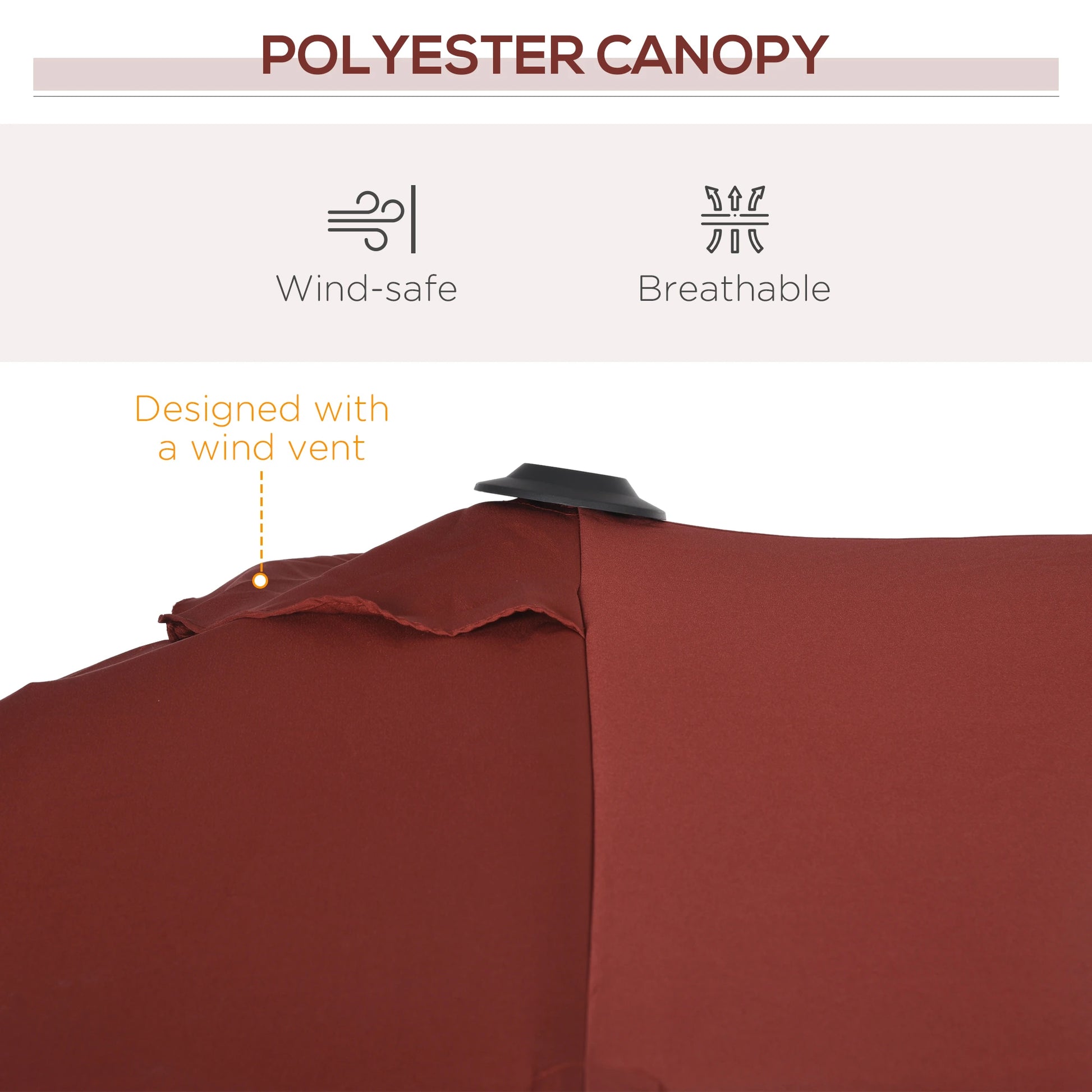 Double-Sided Patio Umbrella with Tilt, Adjustable Height, 12 Ribs, Wine Red Sun Umbrellas at Gallery Canada