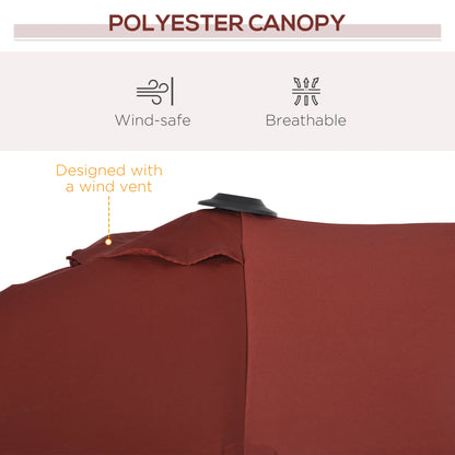 Double-Sided Patio Umbrella with Tilt, Adjustable Height, 12 Ribs, Wine Red Sun Umbrellas at Gallery Canada