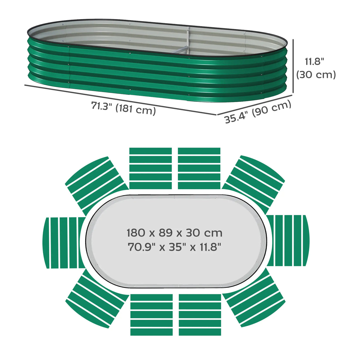6' x 3' x 1' Galvanized Raised Garden Bed, Green Outdoor Planter Box, Green Galvanized Planter Boxes at Gallery Canada