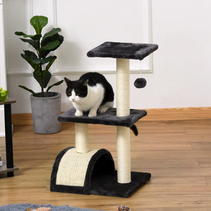 28" Cat Tree with Scratching Post, Pad, Toy Ball, Grey Cat Towers at Gallery Canada