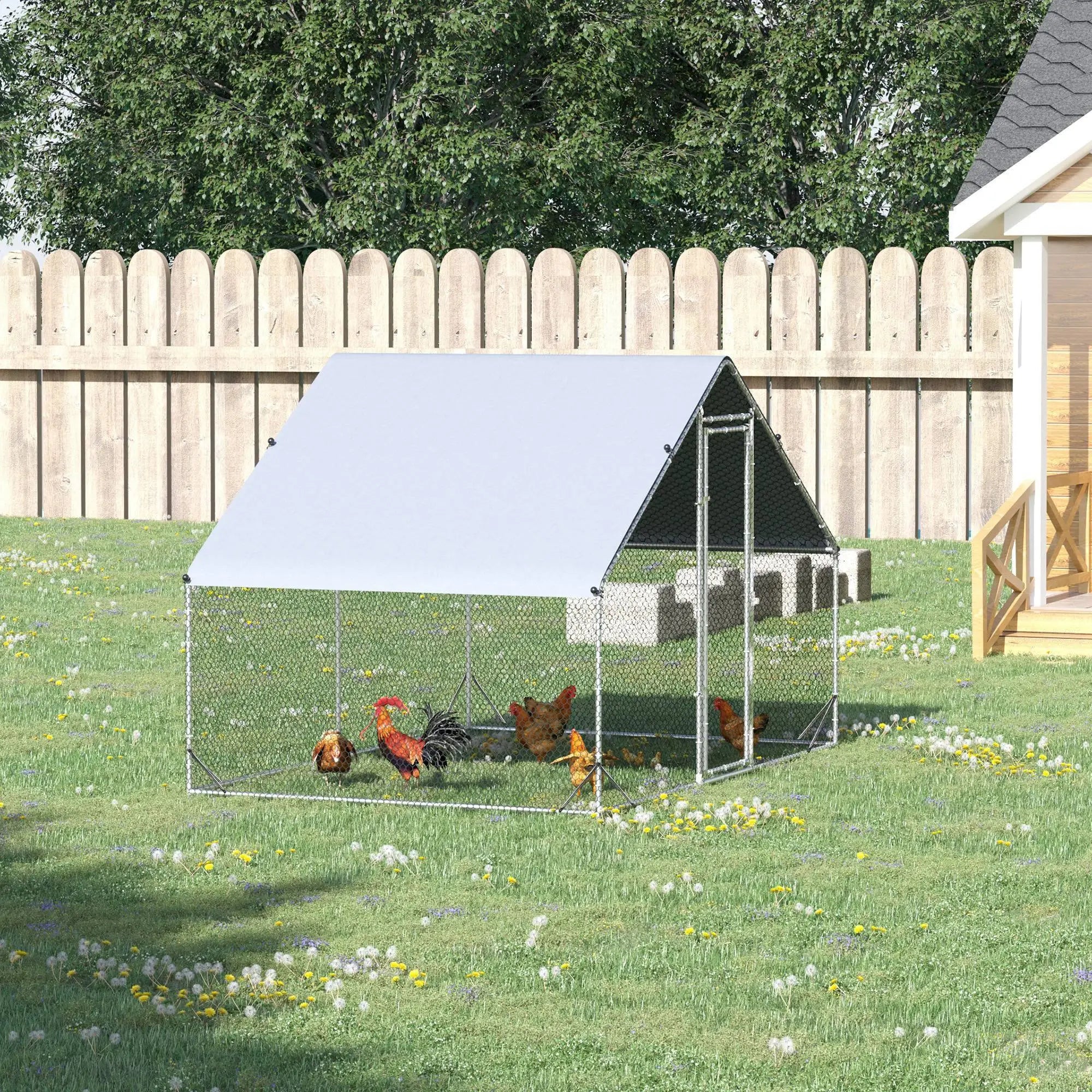 9.8' x 6.6' x 6.6' Chicken Coop, Outdoor Hen House With Cover, Lockable Door Chicken Coops at Gallery Canada