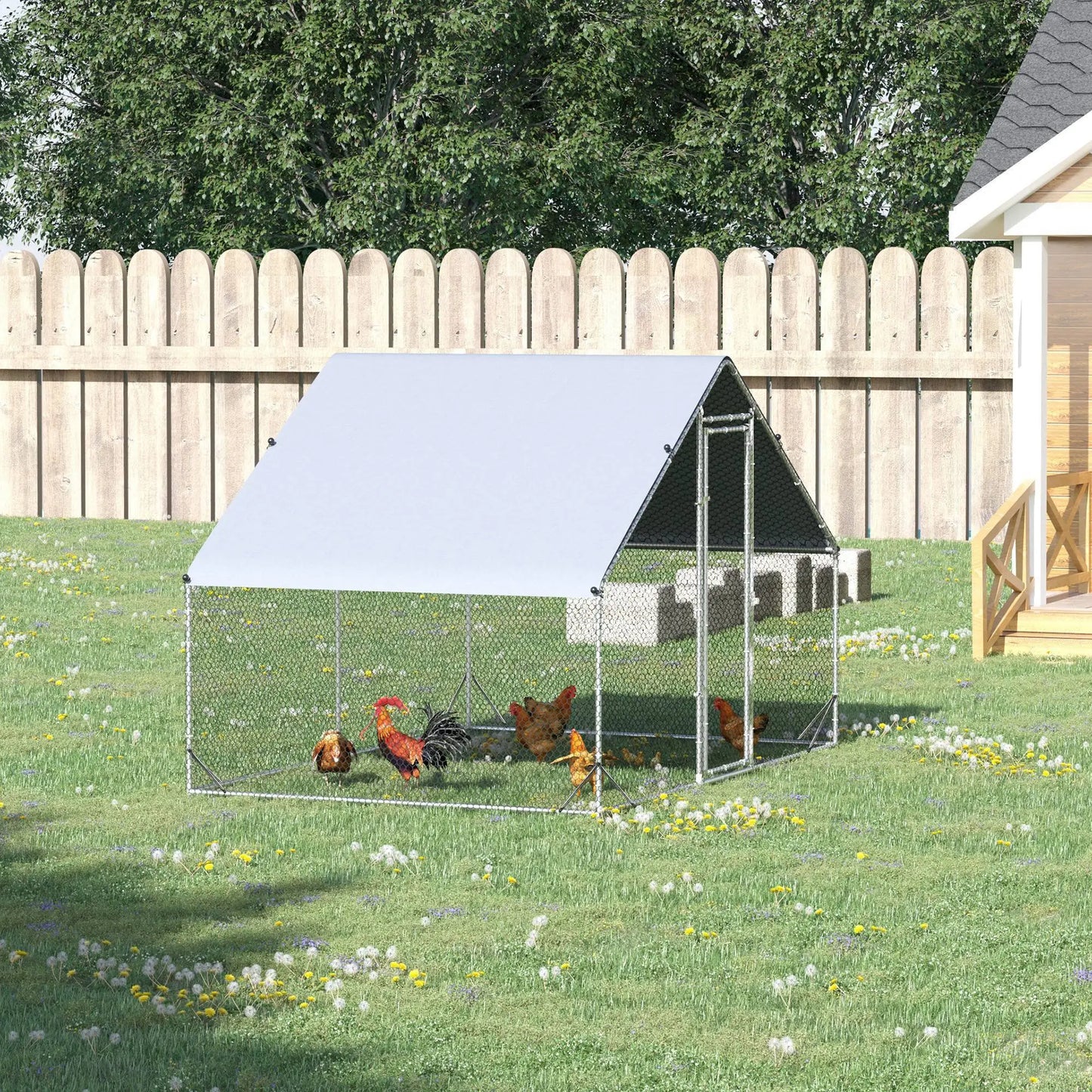 9.8' x 6.6' x 6.6' Chicken Coop, Outdoor Hen House With Cover, Lockable Door Chicken Coops at Gallery Canada