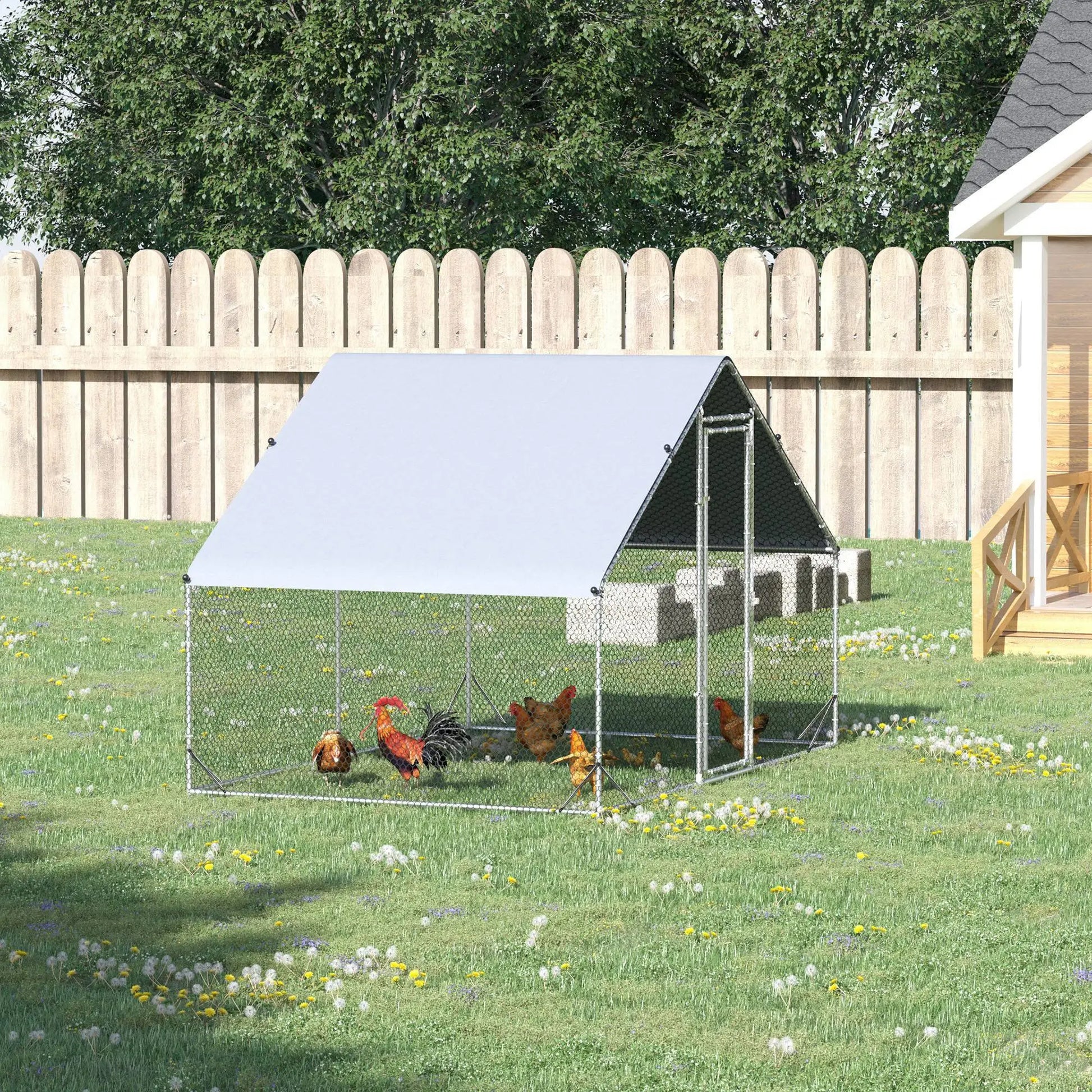 9.8' x 6.6' x 6.6' Chicken Coop, Outdoor Hen House With Cover, Lockable Door Chicken Coops at Gallery Canada