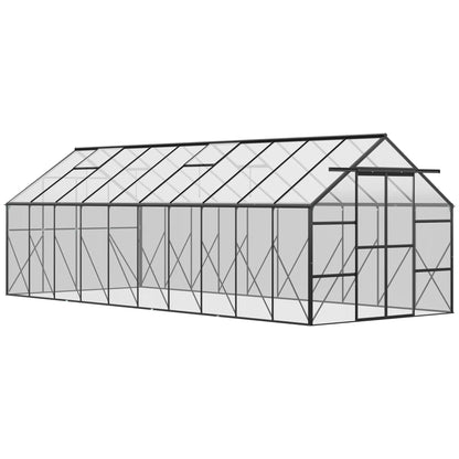 20' x 8' Aluminum Polycarbonate Greenhouse, Adjustable Roof Vent, Black Walk In Greenhouses at Gallery Canada