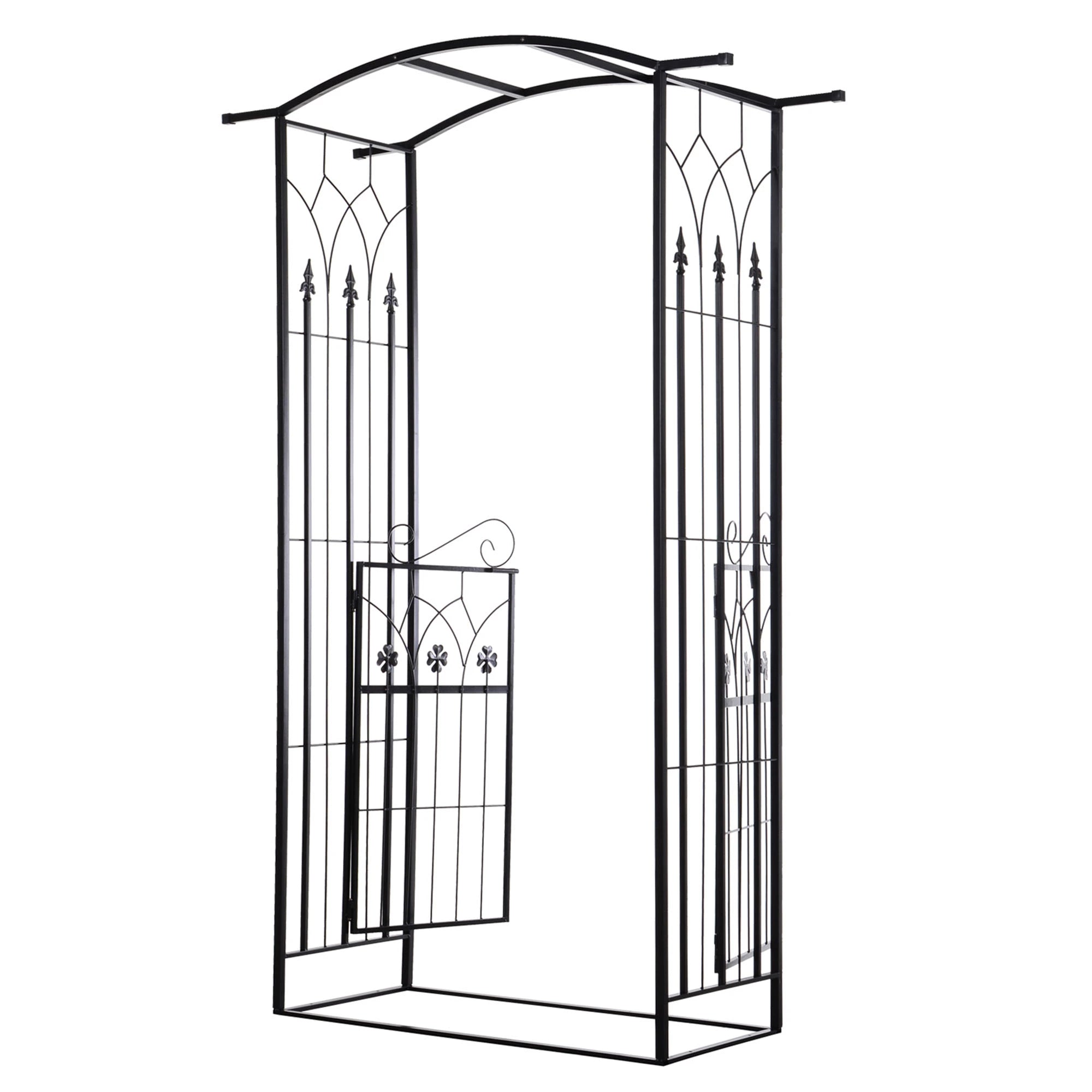 Metal Trellis Garden Arch Arbor, Lucky Leaf Clover Gate, Black Garden Arches Black at Gallery Canada