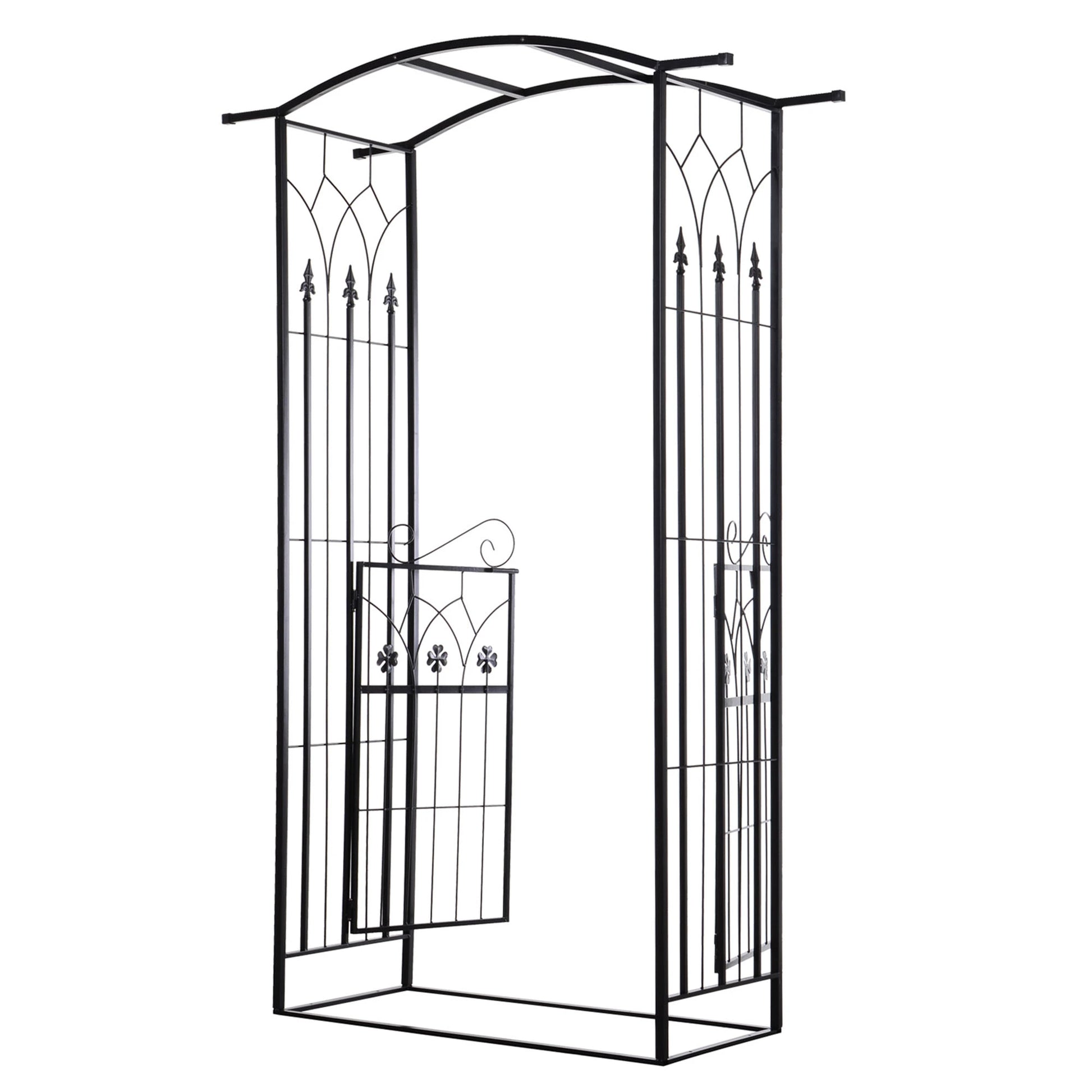 Metal Trellis Garden Arch Arbor, Lucky Leaf Clover Gate, Black Garden Arches Black at Gallery Canada