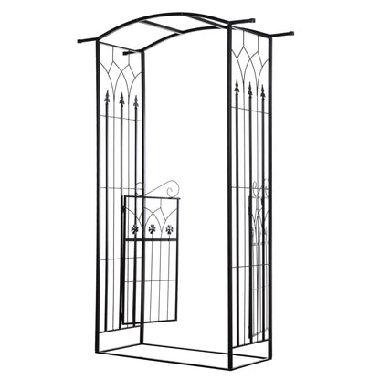 Metal Trellis Garden Arch Arbor, Lucky Leaf Clover Gate, Black Garden Arches Black at Gallery Canada