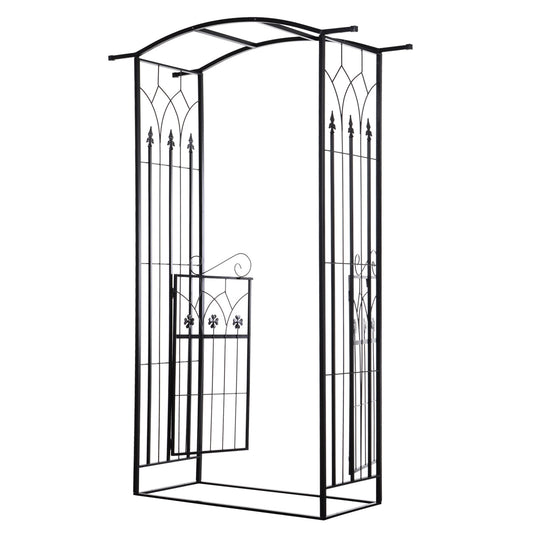 Metal Trellis Garden Arch Arbor, Lucky Leaf Clover Gate, Black Garden Arches Black at Gallery Canada