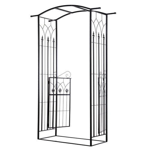 Metal Trellis Garden Arch Arbor, Lucky Leaf Clover Gate, Black