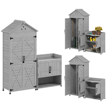 Outdoor Storage Cabinet, Wood Garden Shed with Shelves, 2-in-1 Sheds at Gallery Canada