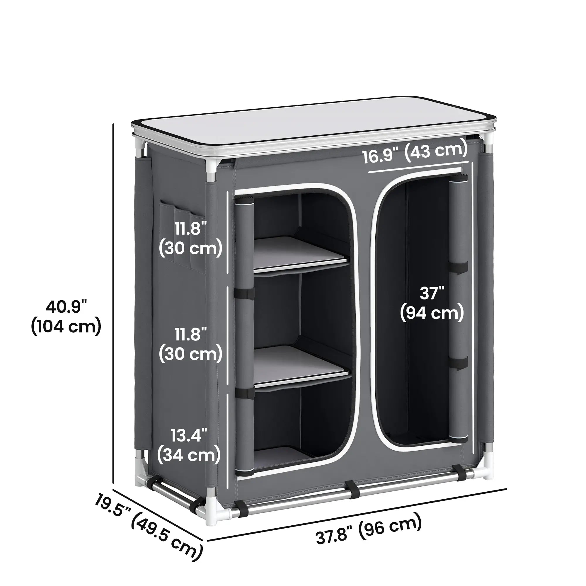 Aluminum Camping Table, Kitchen Station, 3-Shelf Storage, Grey Picnic Tables & Camping Chairs at Gallery Canada