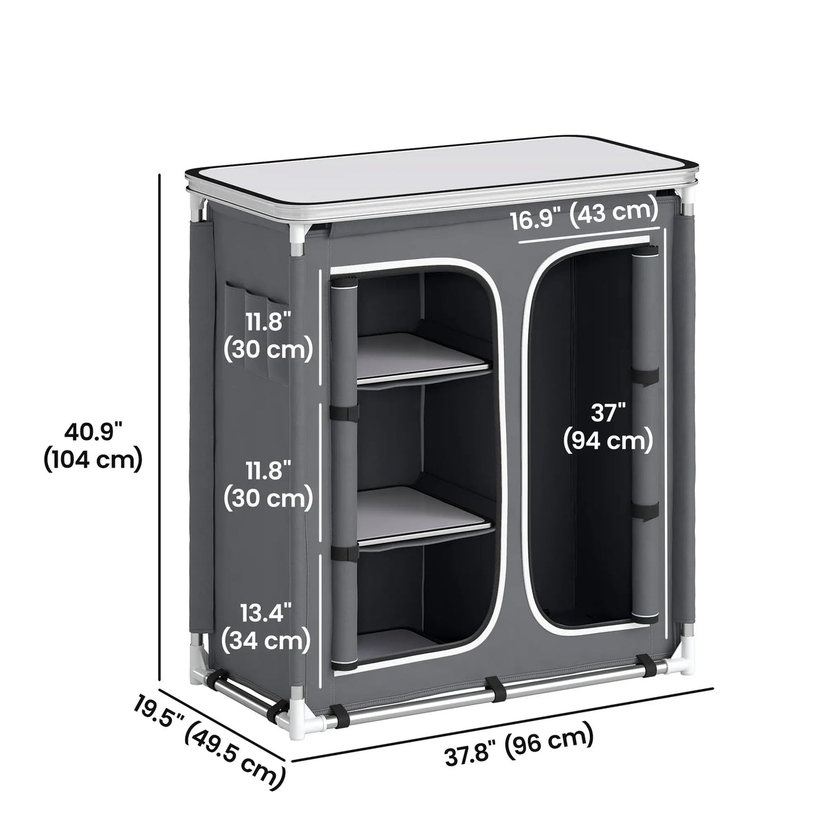 Aluminum Camping Table, Kitchen Station, 3-Shelf Storage, Grey Picnic Tables & Camping Chairs at Gallery Canada