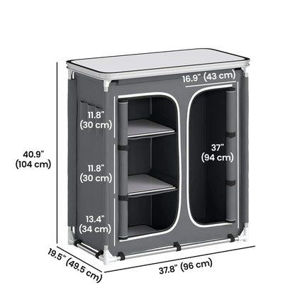 Aluminum Camping Table, Kitchen Station, 3-Shelf Storage, Grey Picnic Tables & Camping Chairs at Gallery Canada