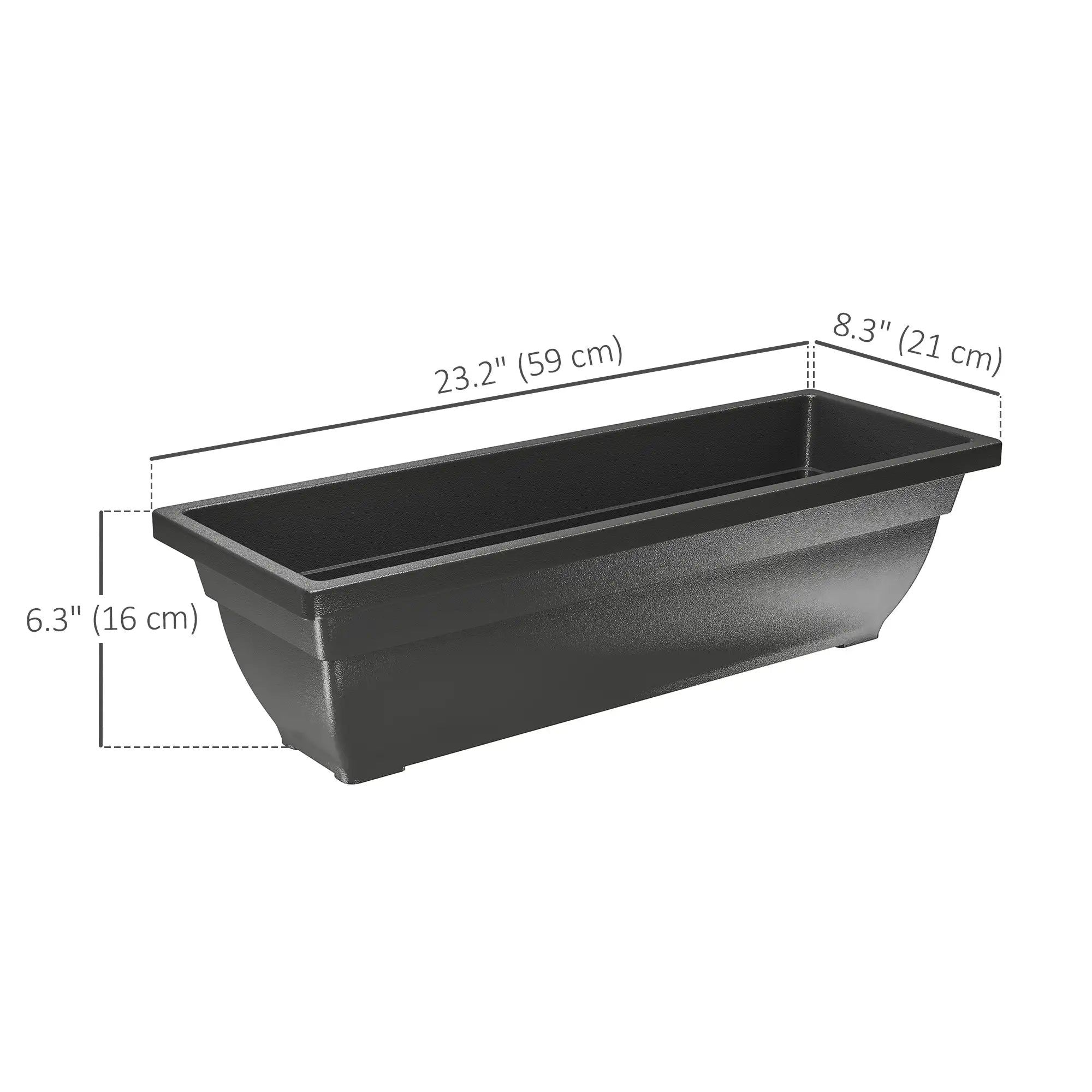 Rectangular Flower Pots, 5 Pack 23 Inches, Window Box Planters, Black Garden Accessories at Gallery Canada