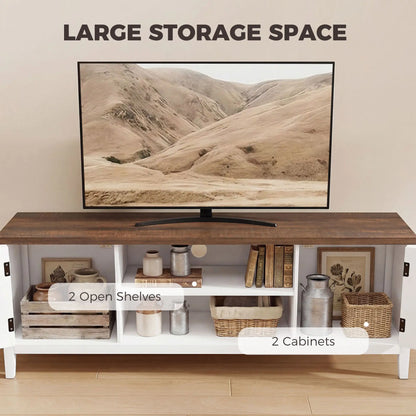 TV Stand For 42 Inch TVs, 2 Shelves 2 Cabinets, White Brown TV Stands at Gallery Canada