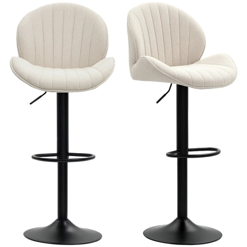Swivel Bar Stools Set of 2, Adjustable Height with Back, Beige