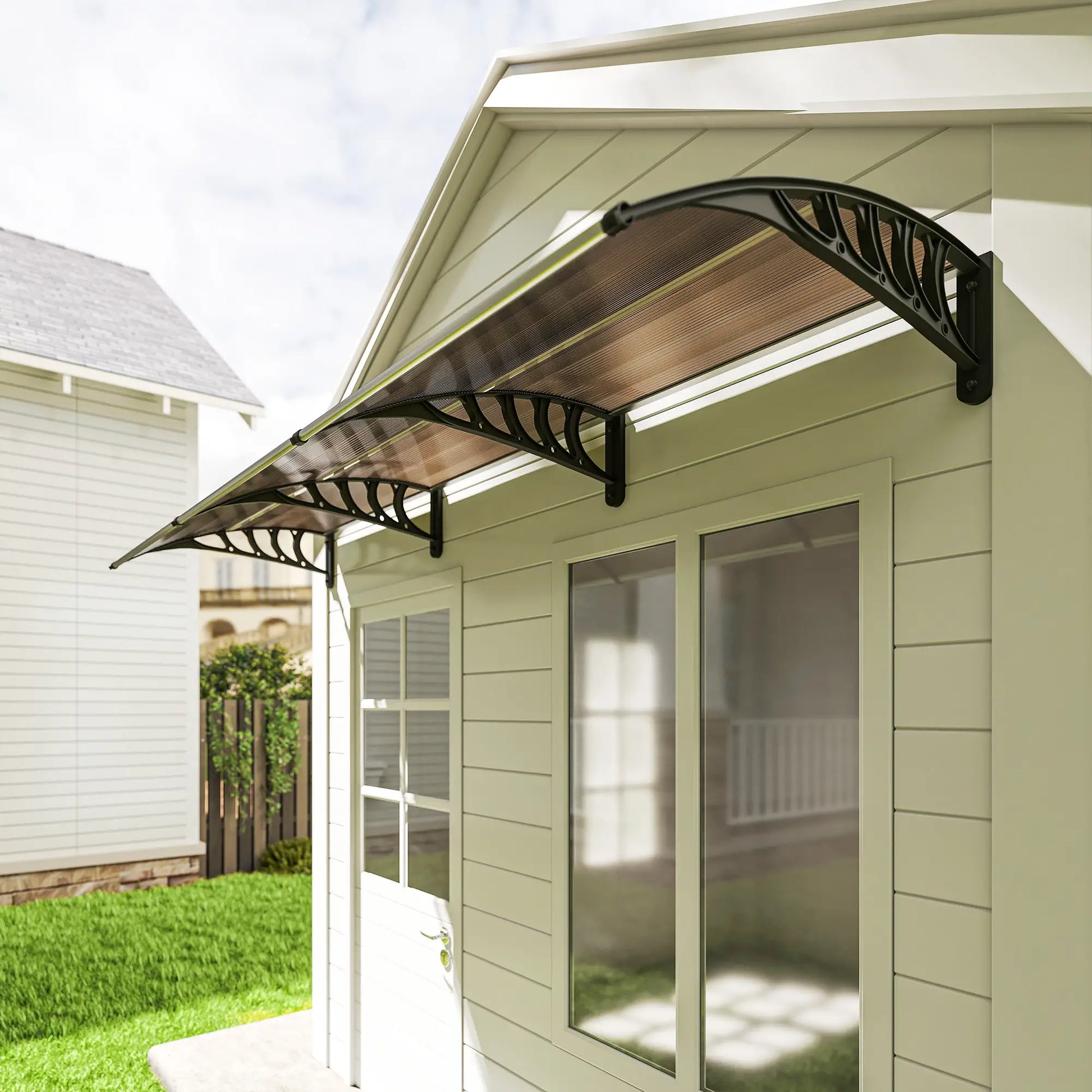 Awning Door Canopy, 119.3" x 37.8", Polycarbonate, UV Protection, Brown Door Awnings at Gallery Canada
