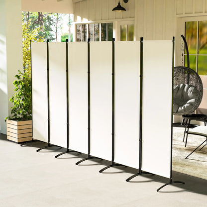 6 Panel Folding Room Divider, UV30+ Privacy Screen, Beige Side Awnings at Gallery Canada