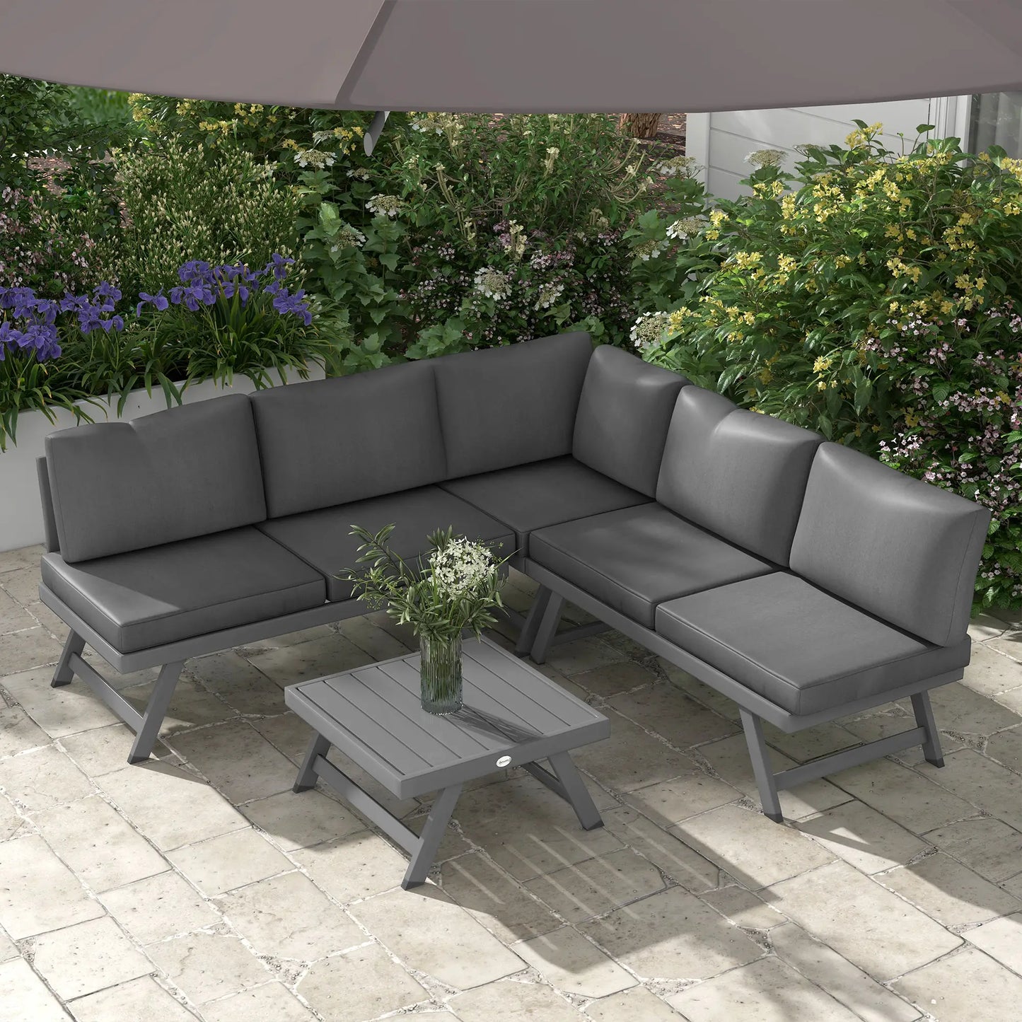 Outdoor Corner Garden Set, 4-Piece Convertible Furniture, Grey Patio Furniture Sets at Gallery Canada